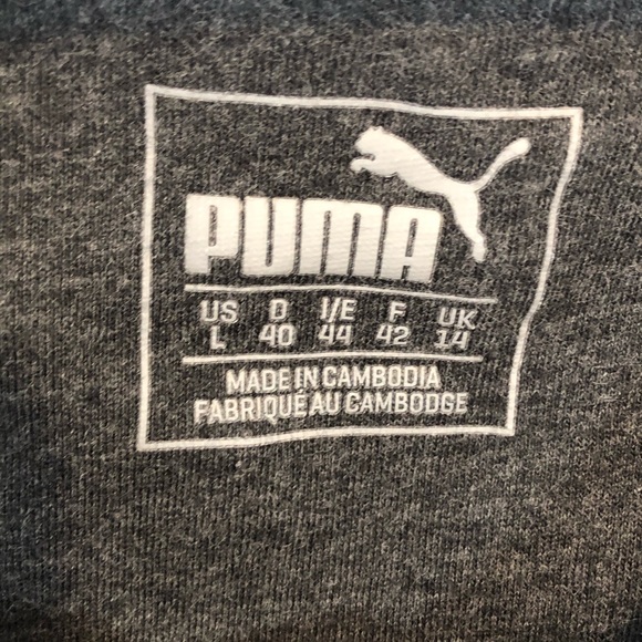Puma Charcoal Grey Black Lettering Cropped Sweatshirt Sz Large - Picture 2 of 7